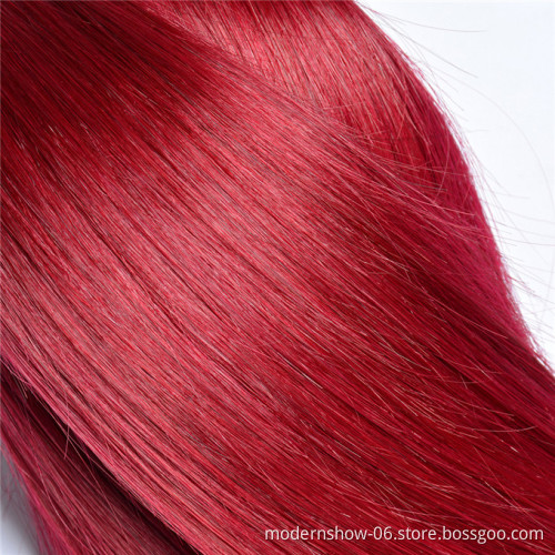 Factory Price Two Tone ombre color human hair extensions 1B Red/Bug ombre color hair bundles